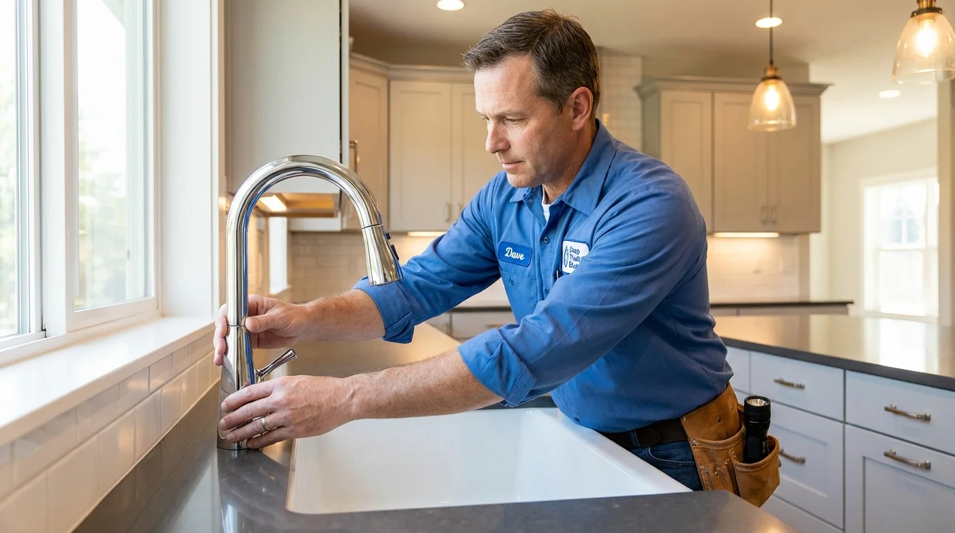 Kitchen faucet installation by Johns Plumbing LLC in Medfield
