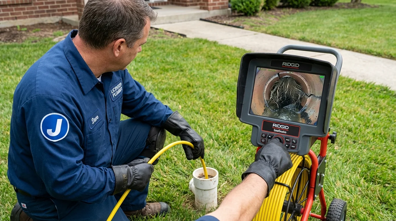Sewer camera inspection being performed by Johns Plumbing LLC in Medfield